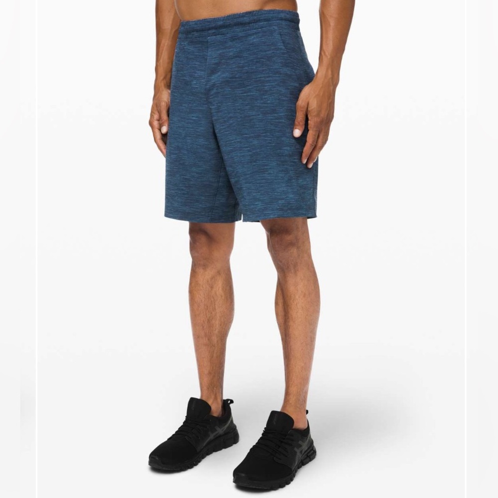 Lululemon Pace Breaker 9" Liner Shorts Mens L Heather Allover Iron Blue Navy